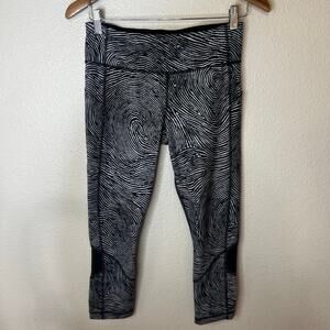 Lululemon Pace Rival Crop Leggings 2016 Seawheeze - Who Done It Black WOMENS 6